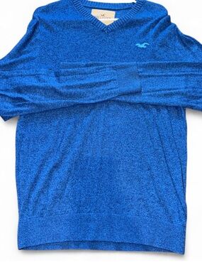 Hollister Blue Knit V-Neck Sweater